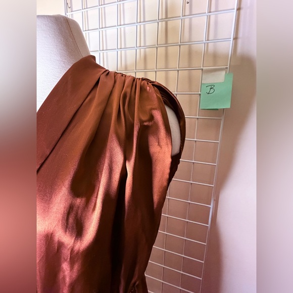 Awesome, vintage Satin Copper Brown Women's Jumpsuit with Elastic Waist - Picture 7 of 11